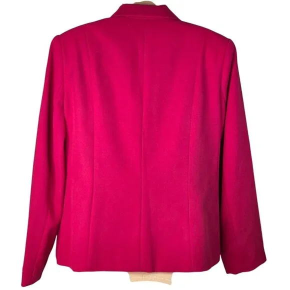 Vintage Karen Scott Womens Hot Pink Single-Button Blazer Size 14 Lined 80's - Picture 2 of 7